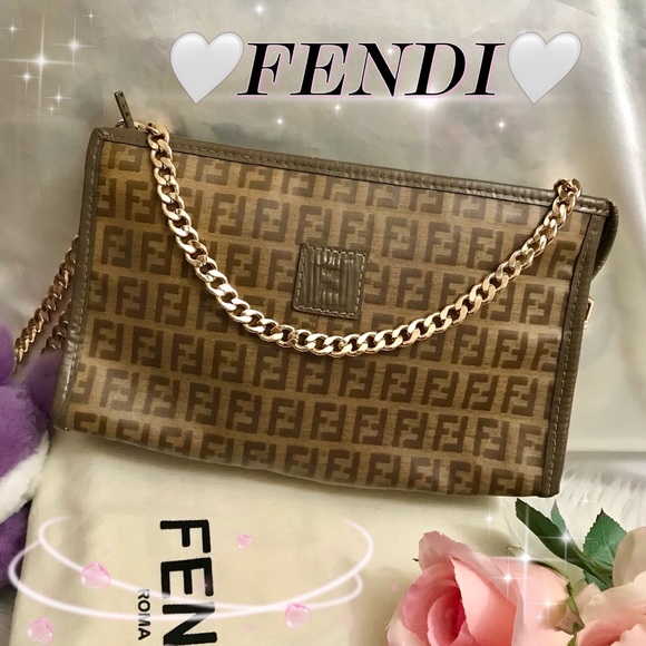Fendi Handbags - 🌸Auth🌸Beautiful FENDI Zucchino Zucca Monogram FF Logo Clutch/Shoulder Bag 🦋